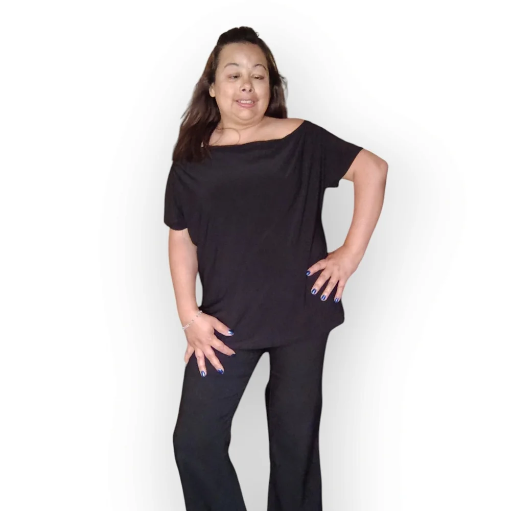 Jessica Black Draped Top – Size Large - Picture 8 of 15